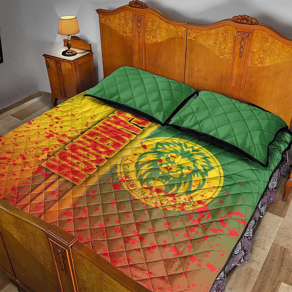 Cameroon Football Quilt Bed Set Indomitable Lions Soccer - Road To Champion - Wonder Print Shop