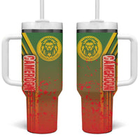 Cameroon Football Tumbler With Handle Indomitable Lions Soccer - Road To Champion