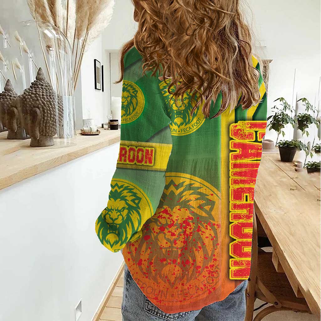 Cameroon Football Women Casual Shirt Indomitable Lions Soccer - Road To Champion - Wonder Print Shop