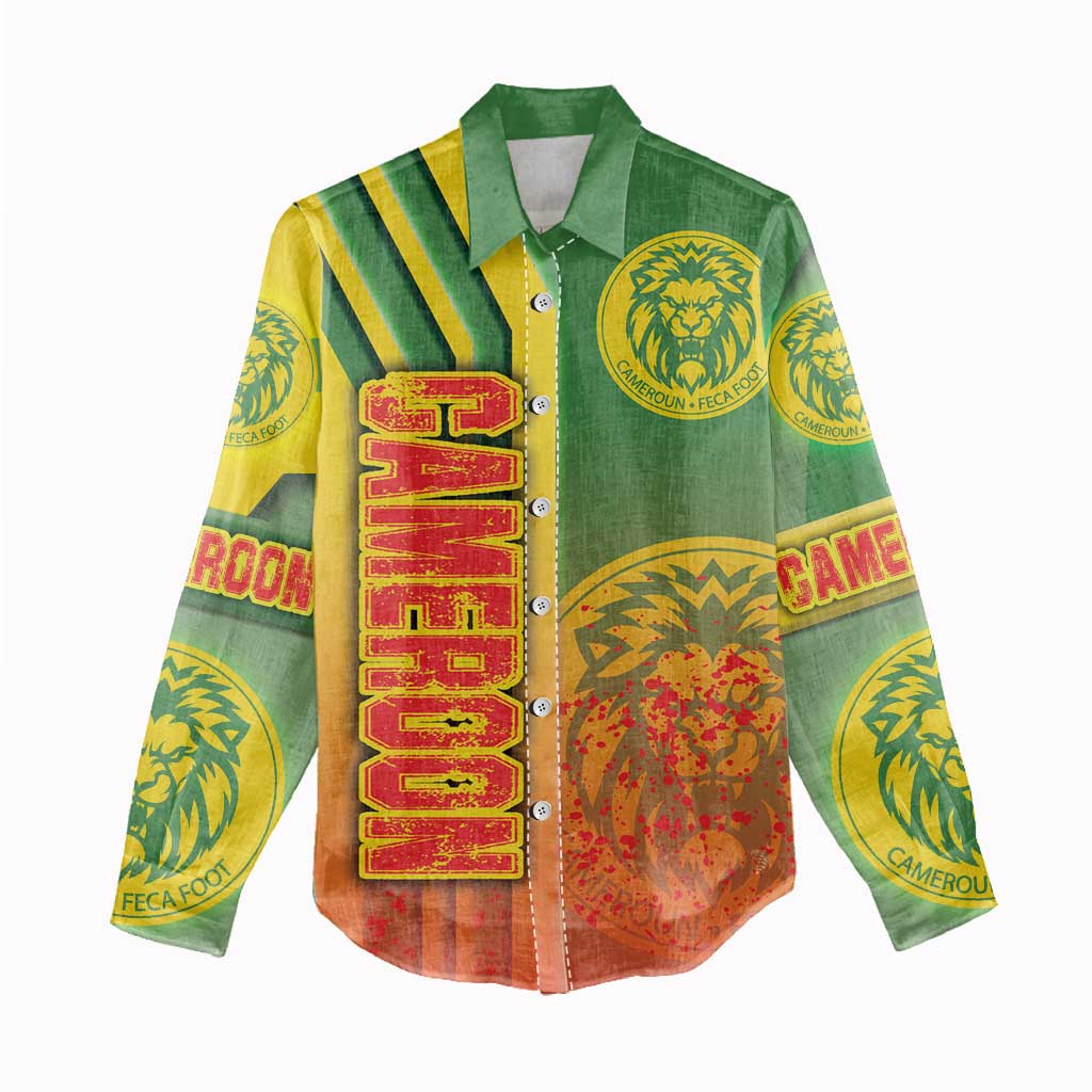 Cameroon Football Women Casual Shirt Indomitable Lions Soccer - Road To Champion - Wonder Print Shop