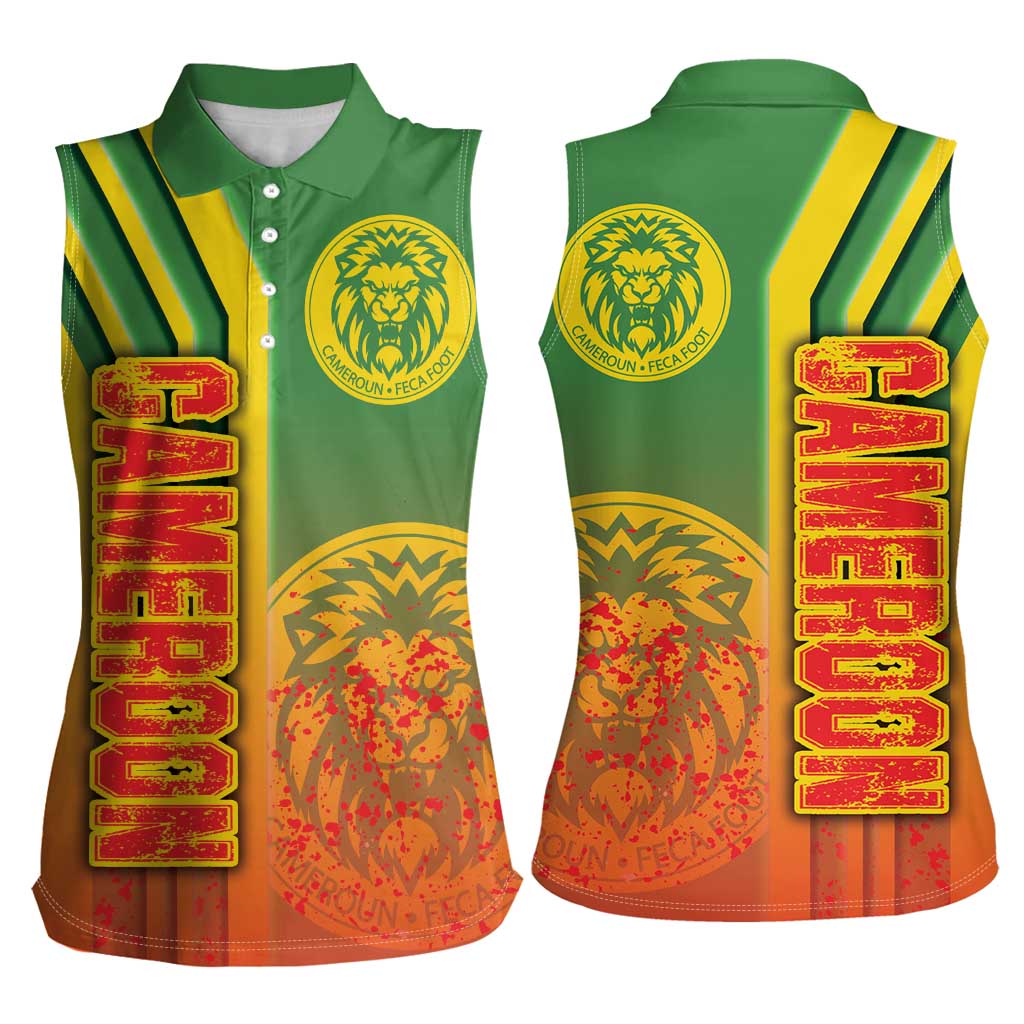 Cameroon Football Women Sleeveless Polo Shirt Indomitable Lions Soccer - Road To Champion - Wonder Print Shop
