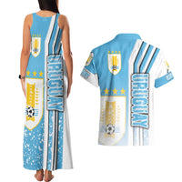 Uruguay Football Couples Matching Tank Maxi Dress and Hawaiian Shirt Sky Blue Soccer - Road To Champion