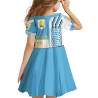 Uruguay Football Family Matching Off The Shoulder Long Sleeve Dress and Hawaiian Shirt Sky Blue Soccer - Road To Champion