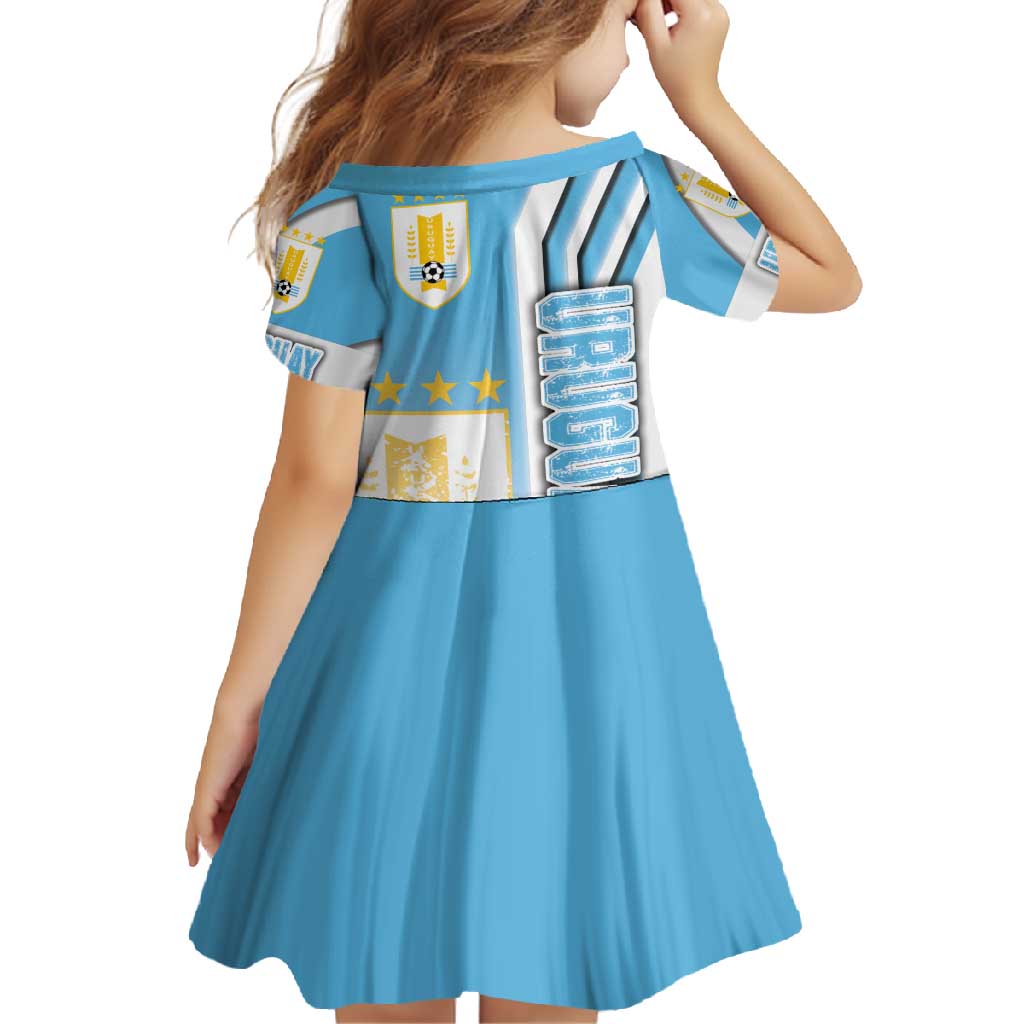 Uruguay Football Family Matching Off Shoulder Maxi Dress and Hawaiian Shirt Sky Blue Soccer - Road To Champion