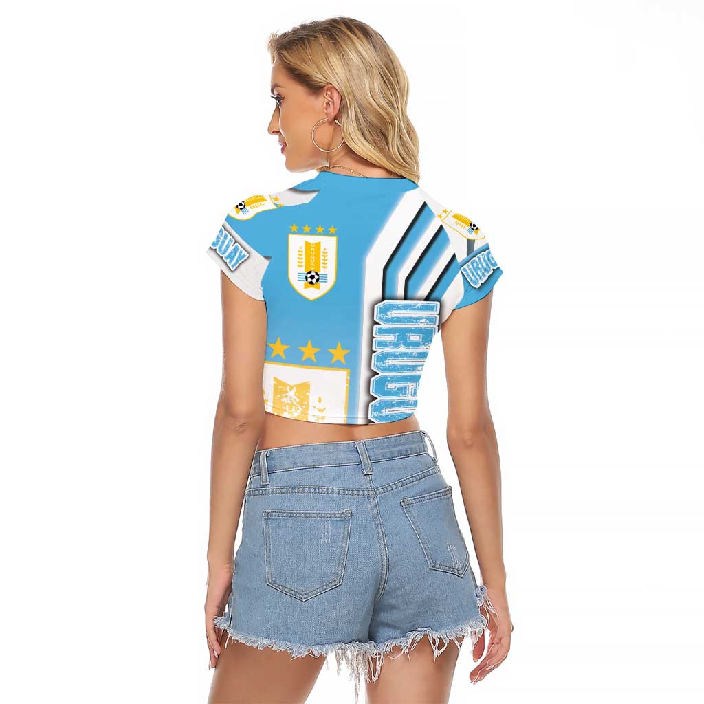 Uruguay Football Raglan Cropped T Shirt Sky Blue Soccer - Road To Champion - Wonder Print Shop