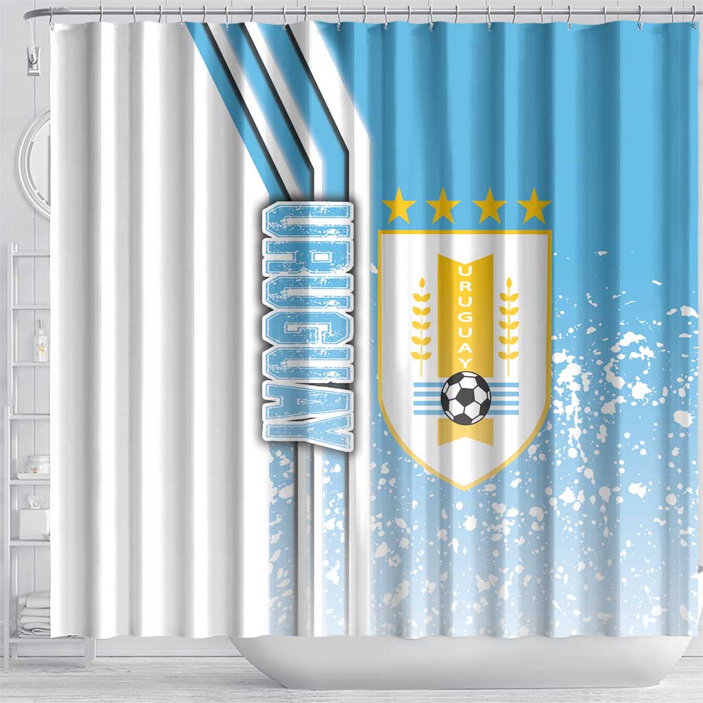 Uruguay Football Shower Curtain Sky Blue Soccer - Road To Champion - Wonder Print Shop