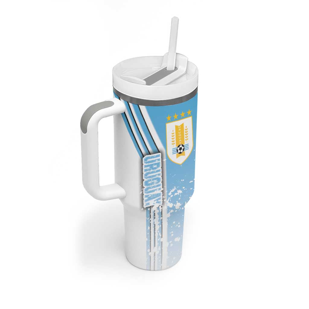 Uruguay Football Tumbler With Handle Sky Blue Soccer - Road To Champion