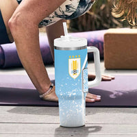 Uruguay Football Tumbler With Handle Sky Blue Soccer - Road To Champion