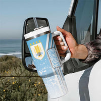 Uruguay Football Tumbler With Handle Sky Blue Soccer - Road To Champion