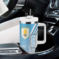 Uruguay Football Tumbler With Handle Sky Blue Soccer - Road To Champion