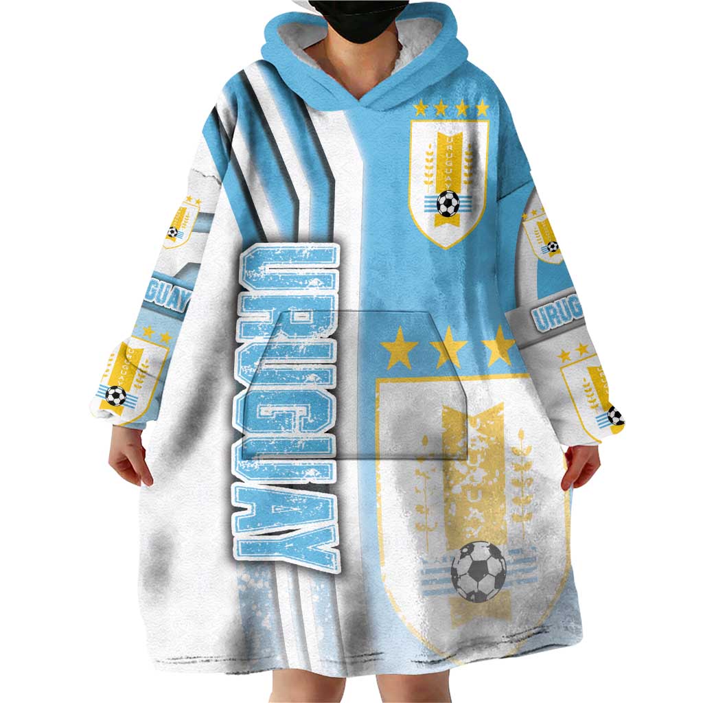 Uruguay Football Wearable Blanket Hoodie Sky Blue Soccer - Road To Champion - Wonder Print Shop