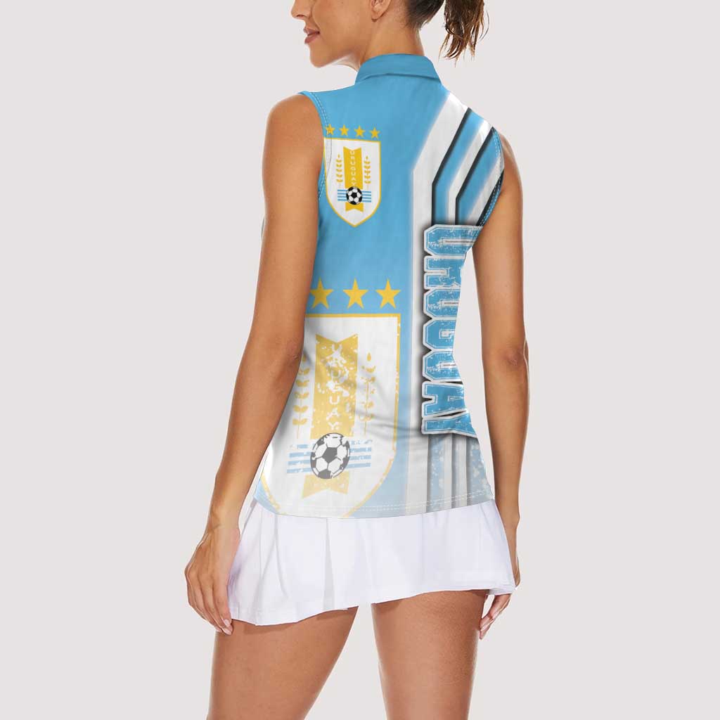 Uruguay Football Women Sleeveless Polo Shirt Sky Blue Soccer - Road To Champion - Wonder Print Shop