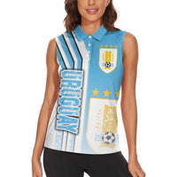 Uruguay Football Women Sleeveless Polo Shirt Sky Blue Soccer - Road To Champion - Wonder Print Shop