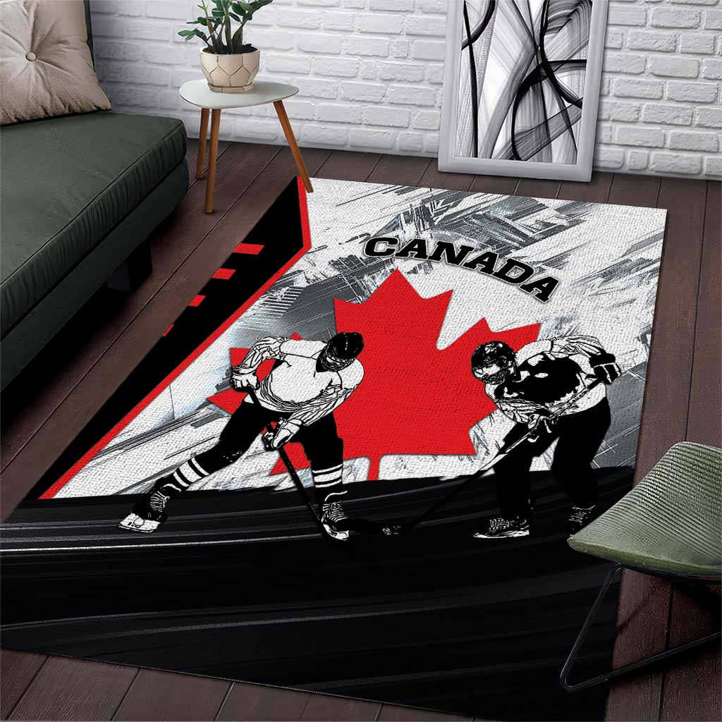Canada Hockey Area Rug Maple Leaf Sport Style