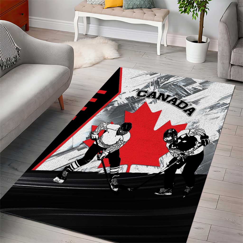 Canada Hockey Area Rug Maple Leaf Sport Style