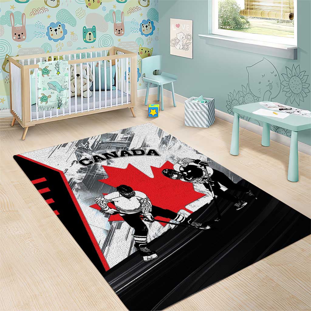Canada Hockey Area Rug Maple Leaf Sport Style