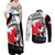 Canada Hockey Couples Matching Off Shoulder Maxi Dress and Long Sleeve Button Shirt Maple Leaf Sport Style