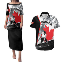 Canada Hockey Couples Matching Puletasi and Hawaiian Shirt Maple Leaf Sport Style