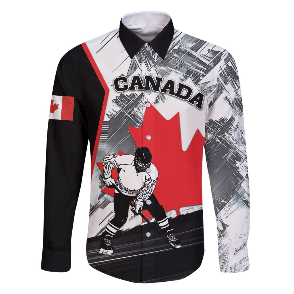 Canada Hockey Family Matching Long Sleeve Bodycon Dress and Hawaiian Shirt Maple Leaf Sport Style