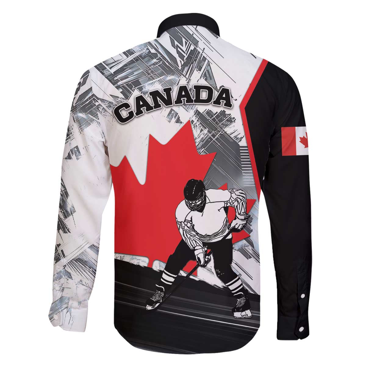 Canada Hockey Family Matching Off The Shoulder Long Sleeve Dress and Hawaiian Shirt Maple Leaf Sport Style