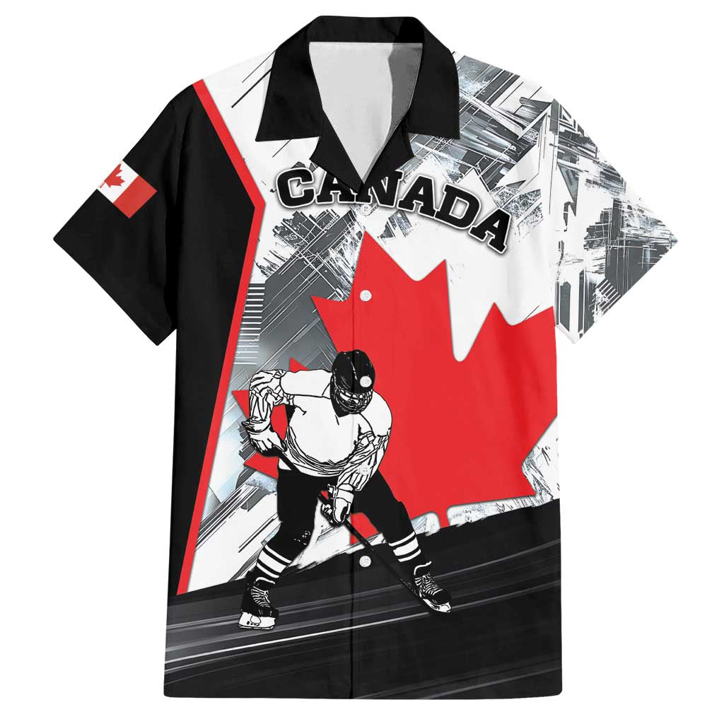Canada Hockey Family Matching Off Shoulder Maxi Dress and Hawaiian Shirt Maple Leaf Sport Style