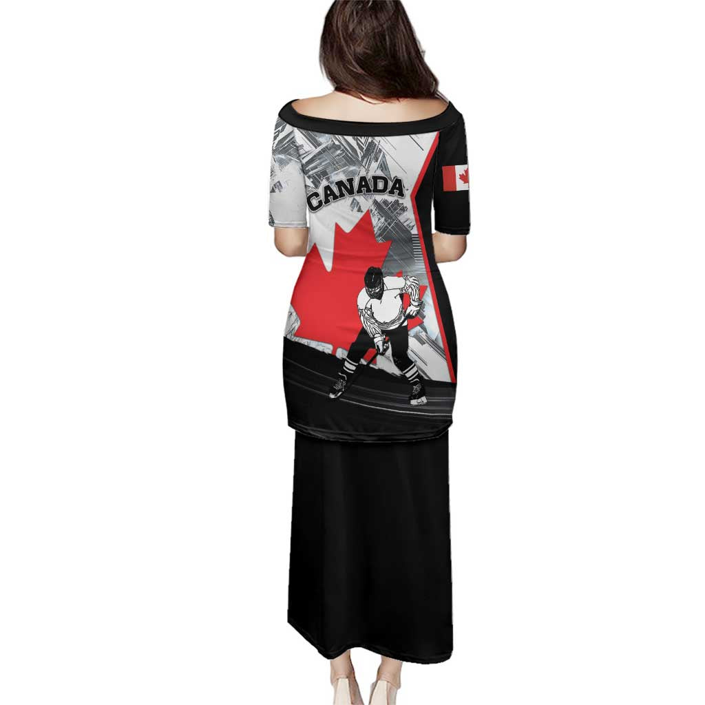 Canada Hockey Family Matching Puletasi and Hawaiian Shirt Maple Leaf Sport Style