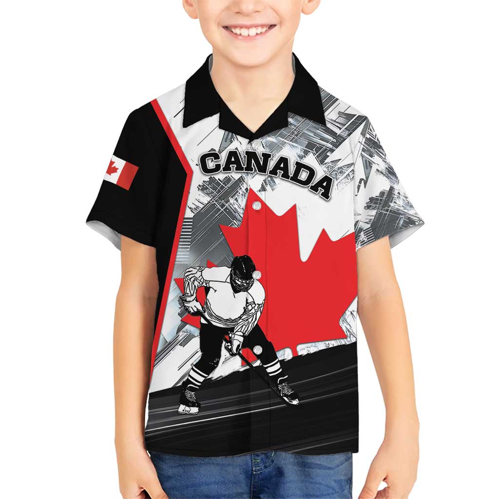 Canada Hockey Family Matching Puletasi and Hawaiian Shirt Maple Leaf Sport Style