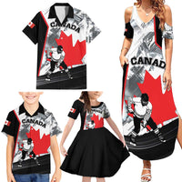 Canada Hockey Family Matching Summer Maxi Dress and Hawaiian Shirt Maple Leaf Sport Style