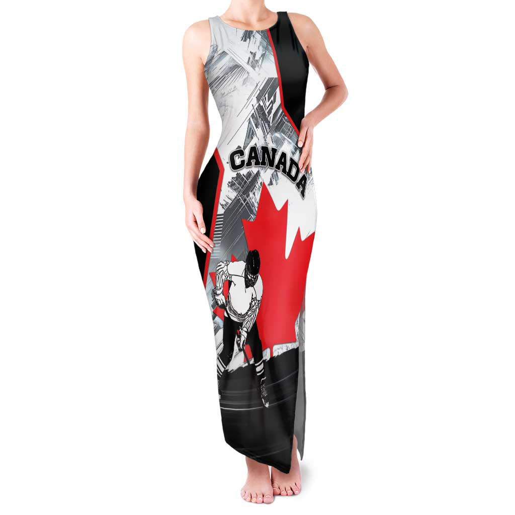 Canada Hockey Family Matching Tank Maxi Dress and Hawaiian Shirt Maple Leaf Sport Style
