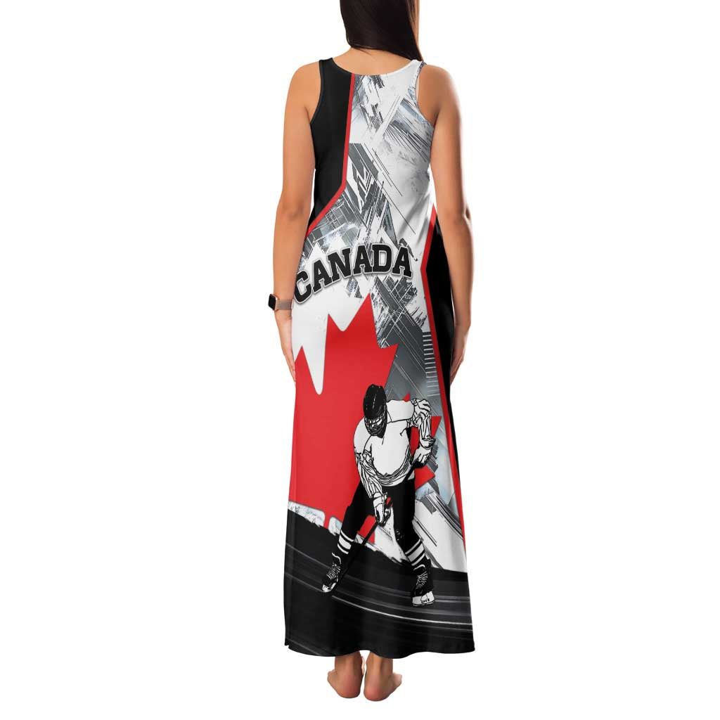 Canada Hockey Family Matching Tank Maxi Dress and Hawaiian Shirt Maple Leaf Sport Style