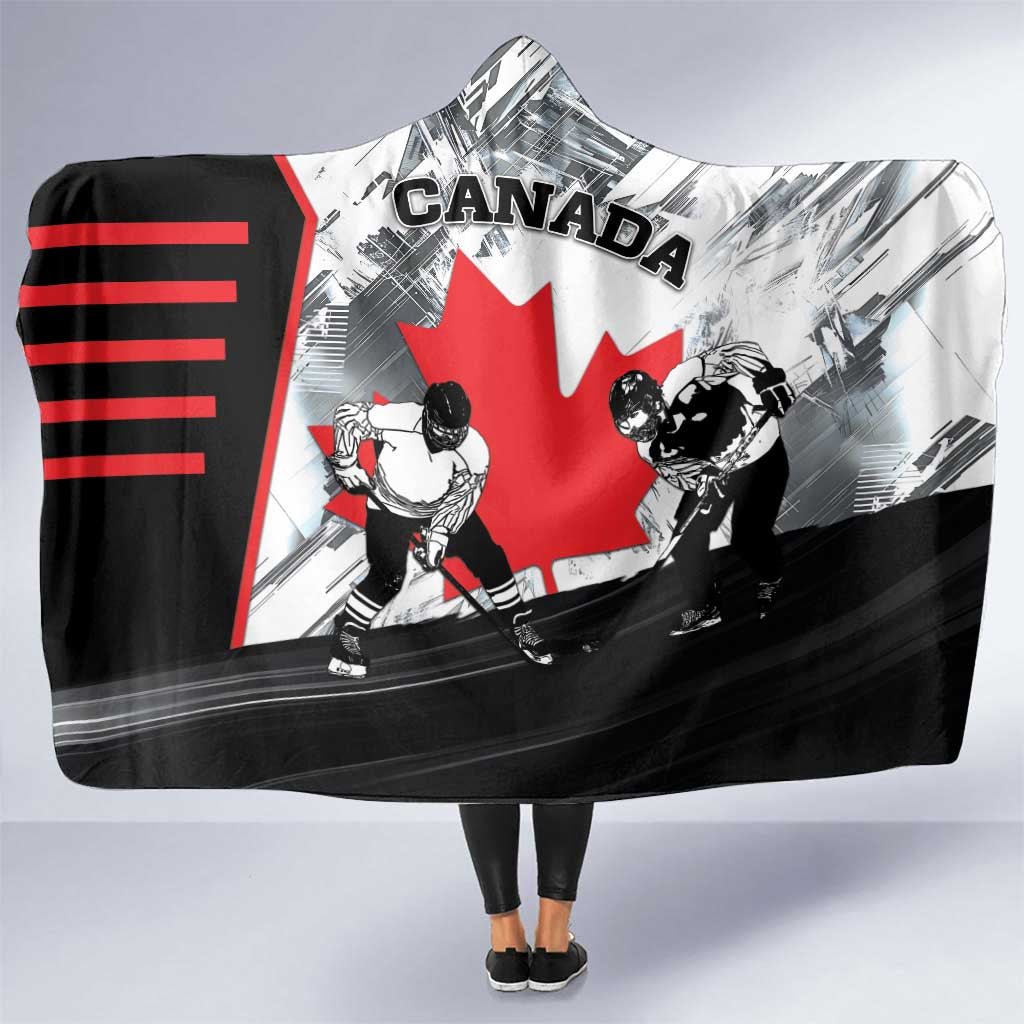 Canada Hockey Hooded Blanket Maple Leaf Sport Style