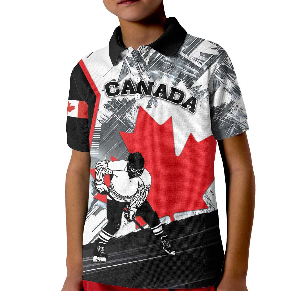 Canada Hockey Kid Polo Shirt Maple Leaf Sport Style