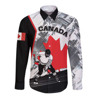 Canada Hockey Long Sleeve Button Shirt Maple Leaf Sport Style