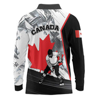 Canada Hockey Long Sleeve Polo Shirt Maple Leaf Sport Style