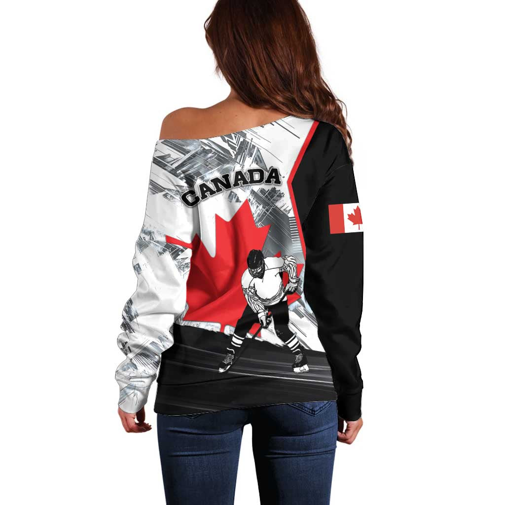 Canada Hockey Off Shoulder Sweater Maple Leaf Sport Style