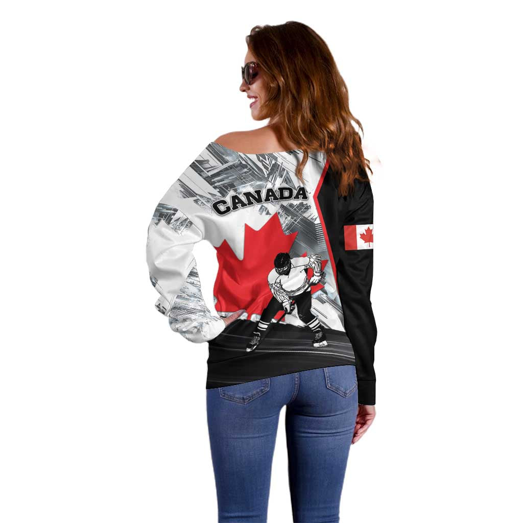 Canada Hockey Off Shoulder Sweater Maple Leaf Sport Style