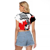 Canada Hockey Raglan Cropped T Shirt Maple Leaf Sport Style
