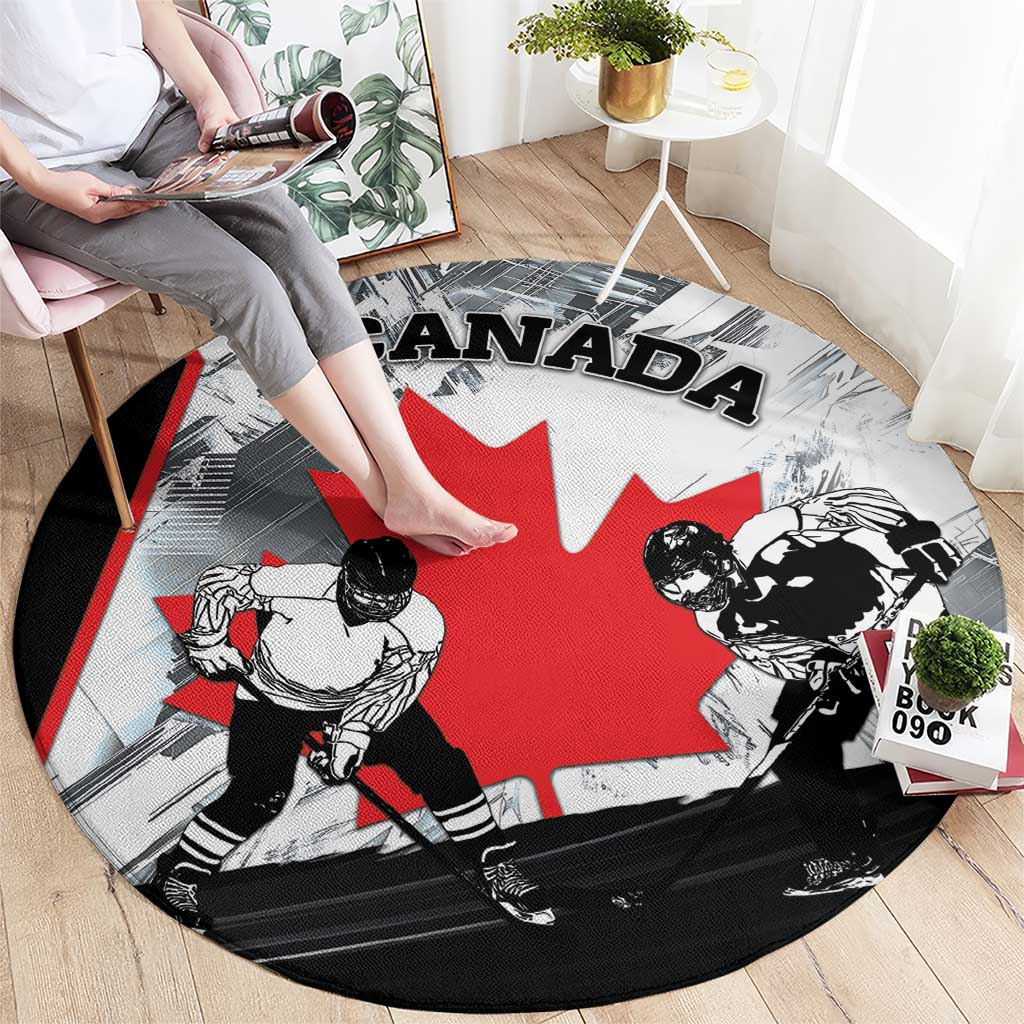 Canada Hockey Round Carpet Maple Leaf Sport Style