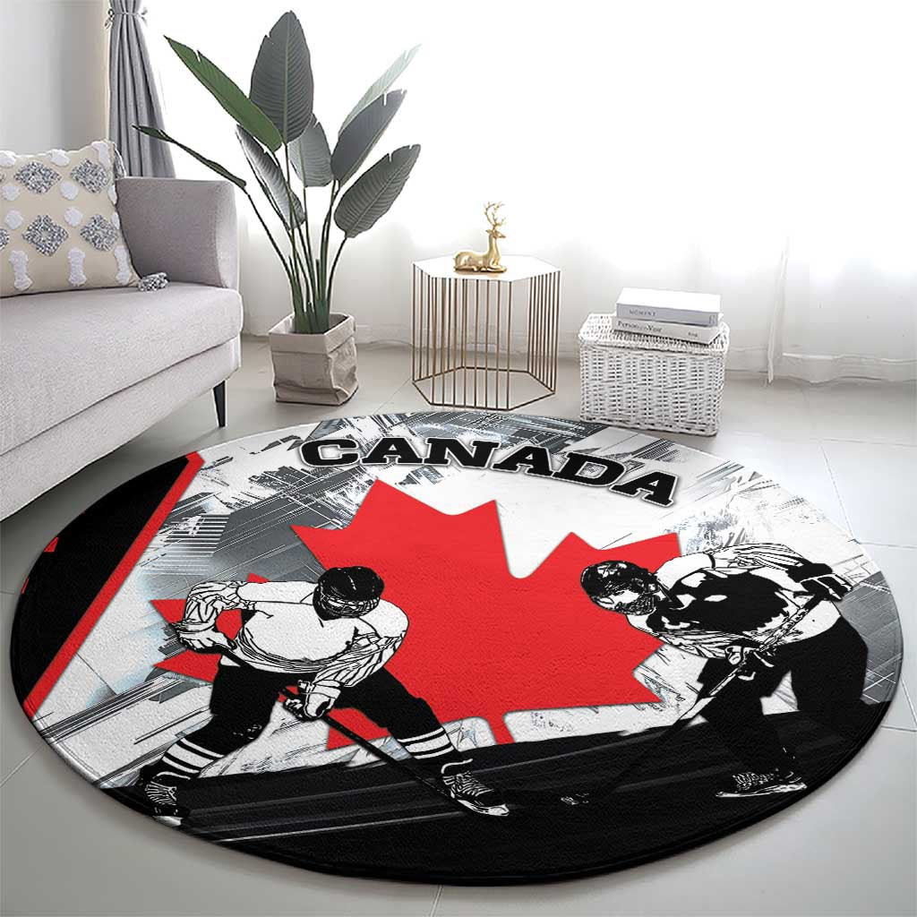 Canada Hockey Round Carpet Maple Leaf Sport Style