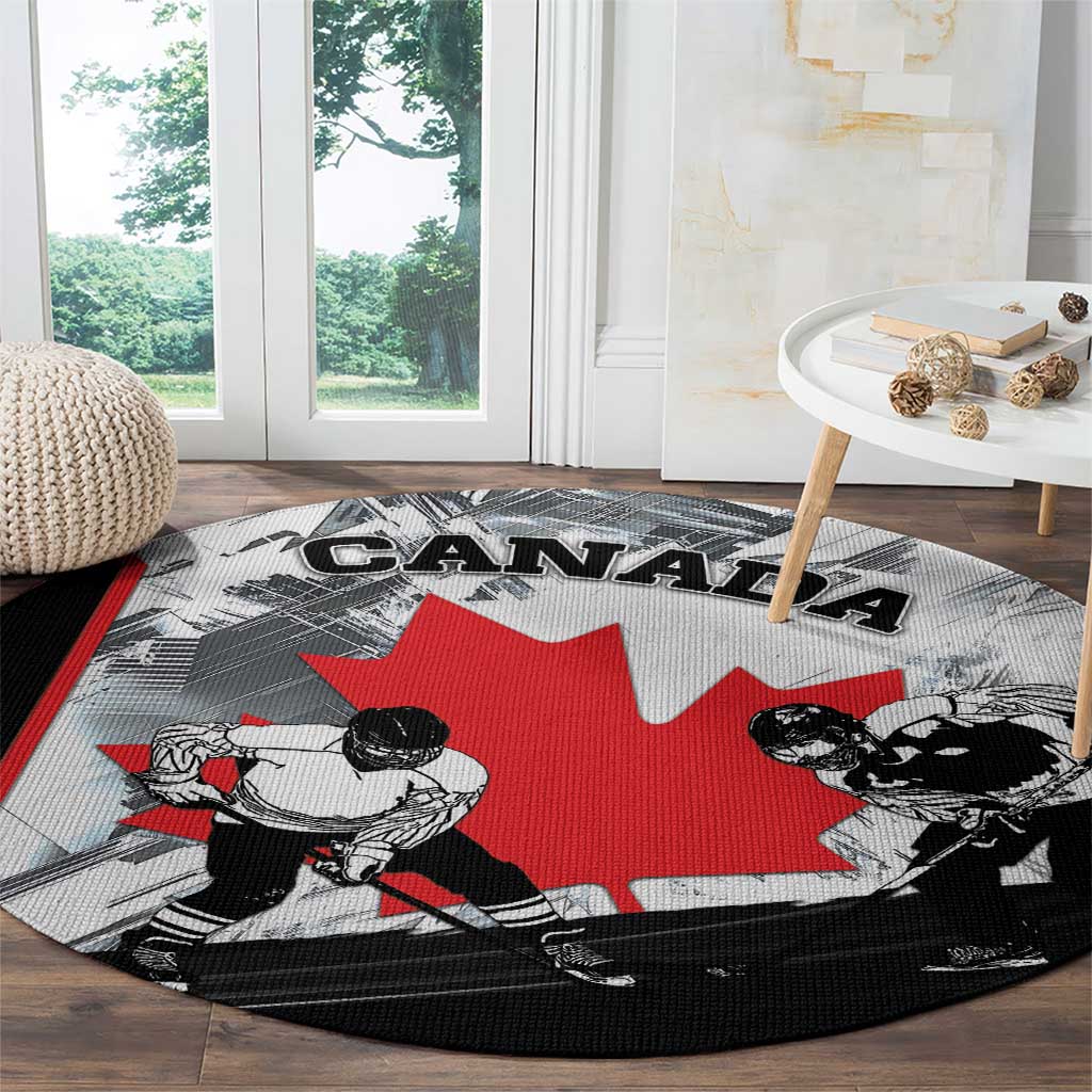 Canada Hockey Round Carpet Maple Leaf Sport Style