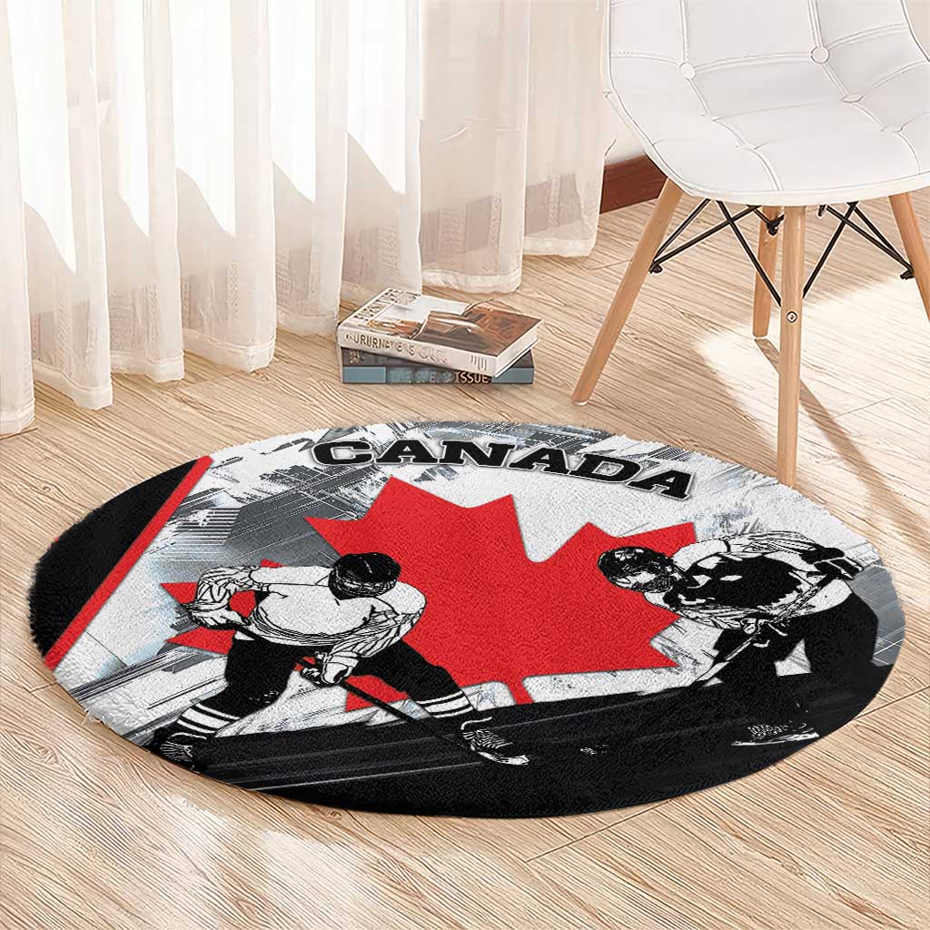 Canada Hockey Round Carpet Maple Leaf Sport Style