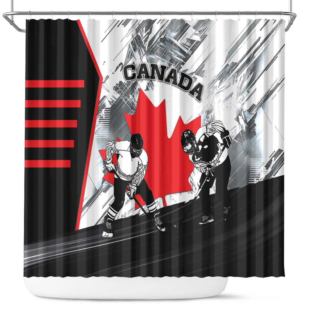Canada Hockey Shower Curtain Maple Leaf Sport Style