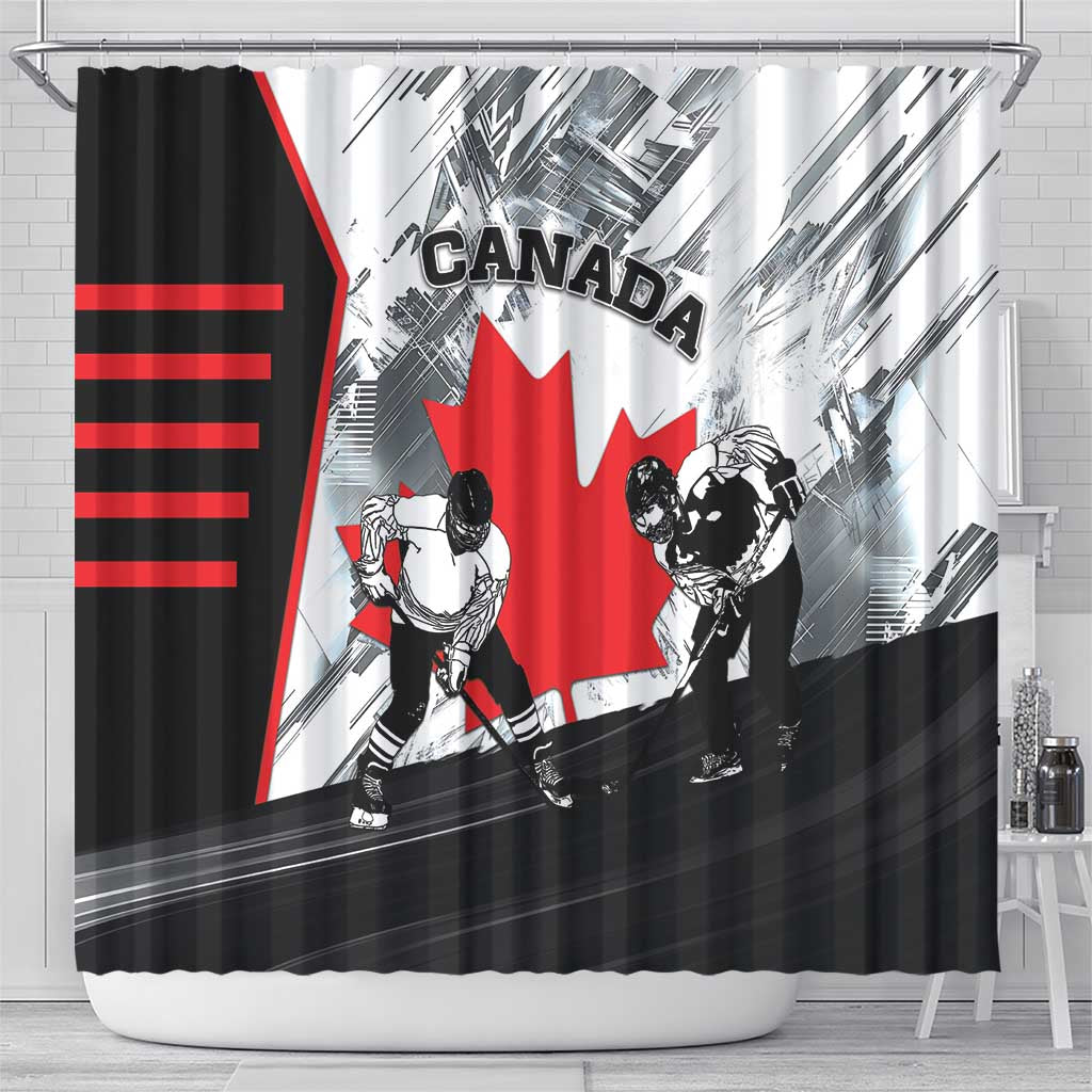Canada Hockey Shower Curtain Maple Leaf Sport Style