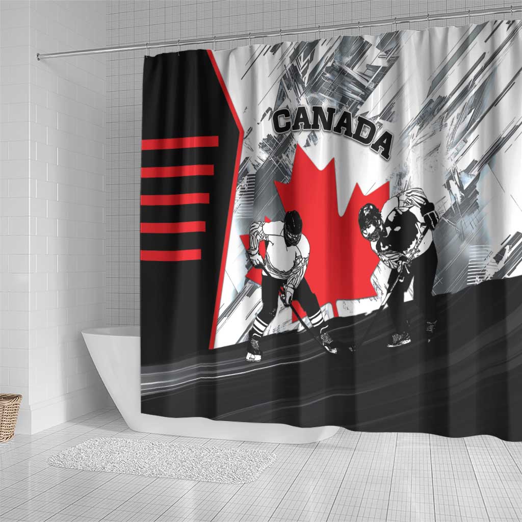 Canada Hockey Shower Curtain Maple Leaf Sport Style