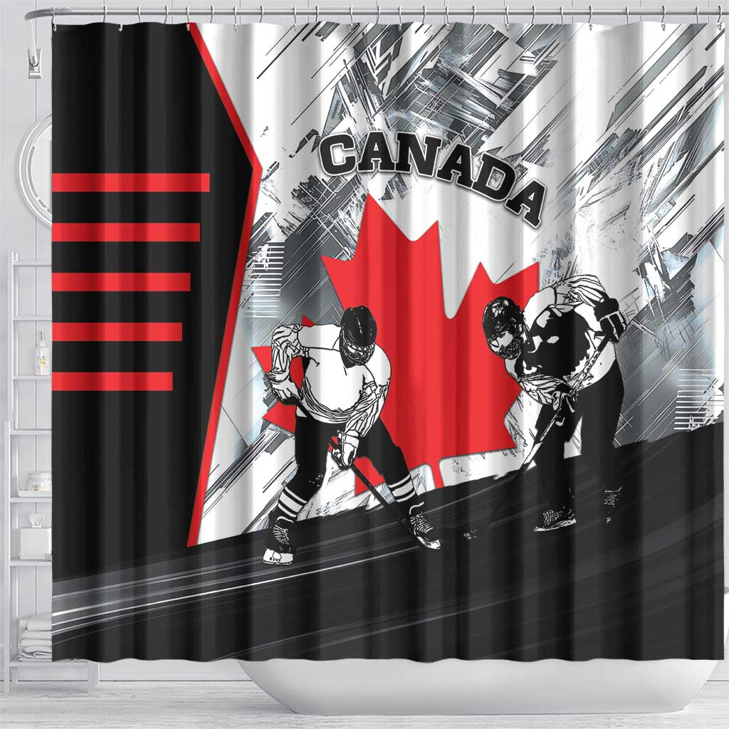 Canada Hockey Shower Curtain Maple Leaf Sport Style