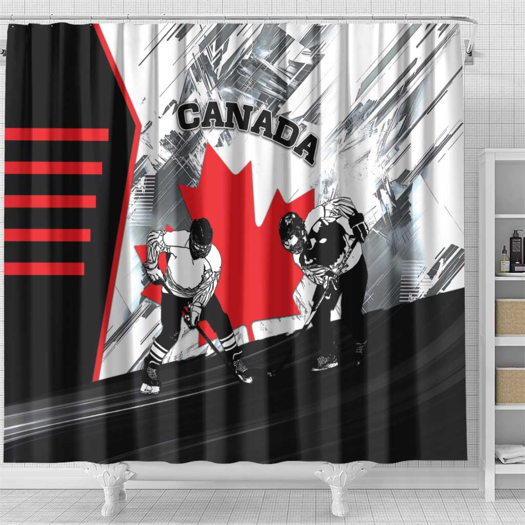 Canada Hockey Shower Curtain Maple Leaf Sport Style