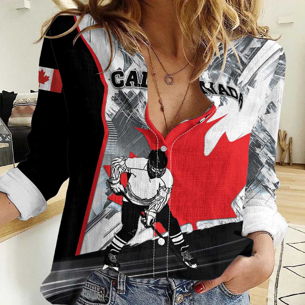 Canada Hockey Women Casual Shirt Maple Leaf Sport Style