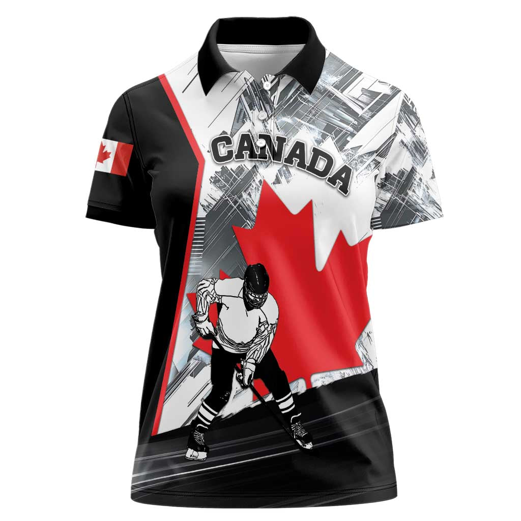 Canada Hockey Women Polo Shirt Maple Leaf Sport Style