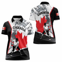 Canada Hockey Women Polo Shirt Maple Leaf Sport Style