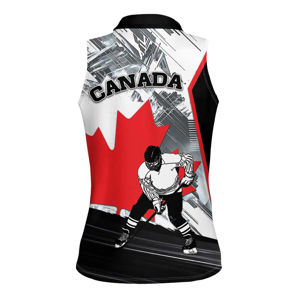 Canada Hockey Women Sleeveless Polo Shirt Maple Leaf Sport Style